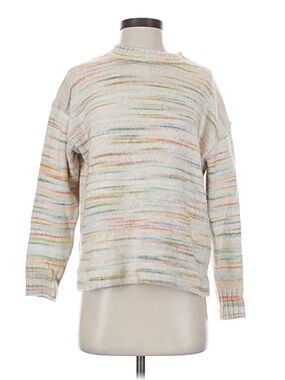 J. Crew Pastel Multi-Stripe Crewneck Sweater